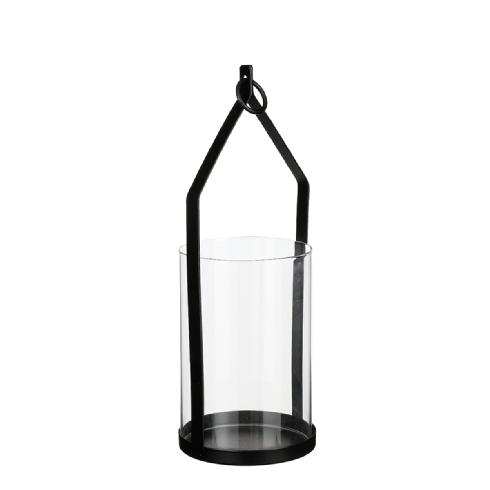 Kandelaar met glas Ø12x34,5 cm zwart