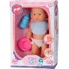 Falca drink- en plaspop 40 cm meisjes grijs 3-delig