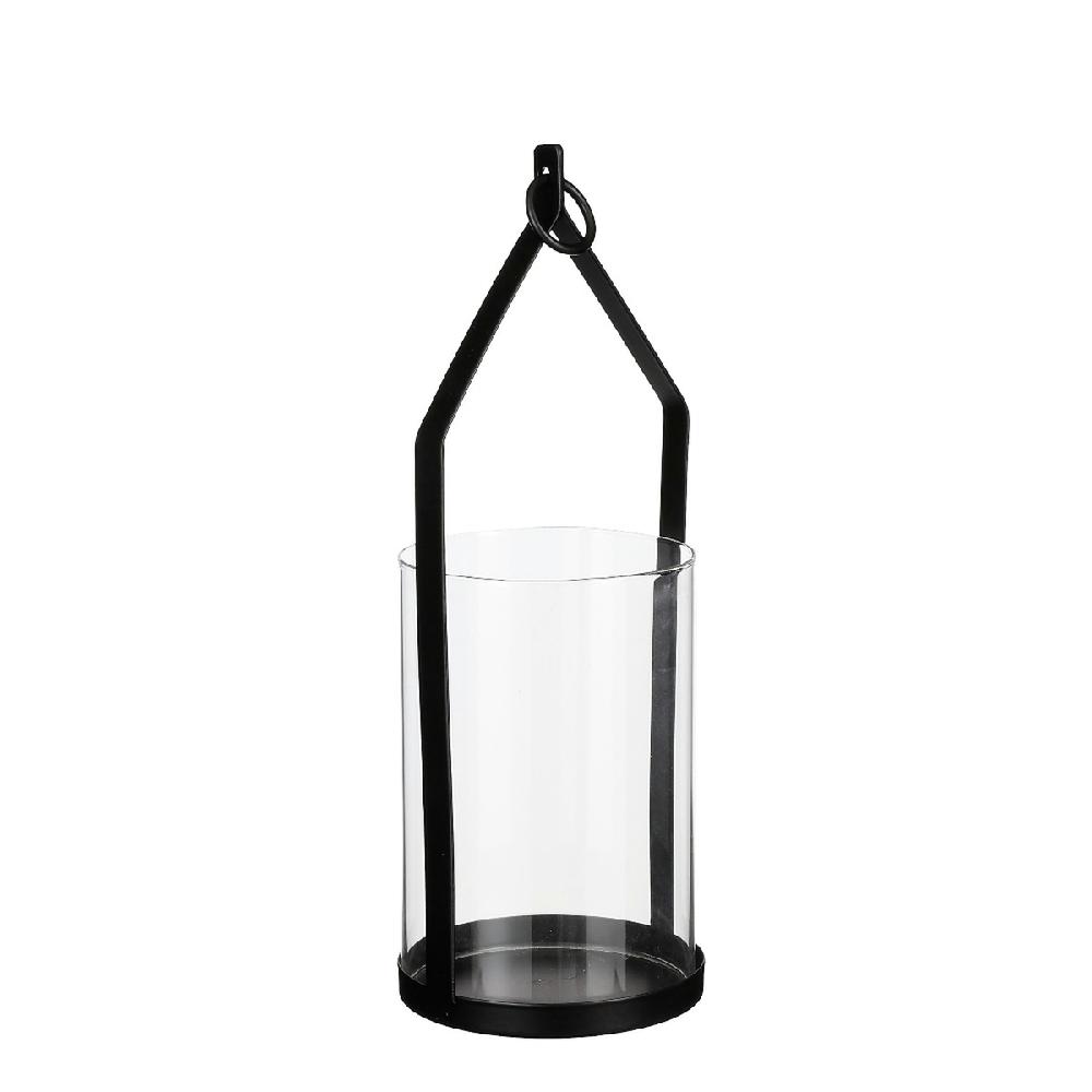 Kandelaar met glas Ø12x34,5 cm zwart